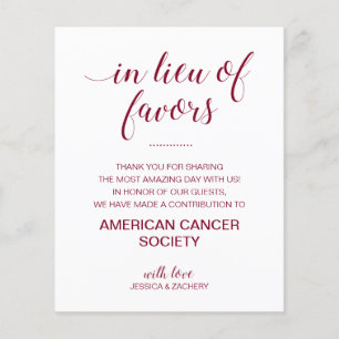 En Lieu Et Place De Faveurs Charité Faire Don Mari