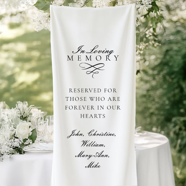 En Mémoire Affectueuse ! Bannière de mariage mémor (In Loving Memory! White Wedding Memorial Banner with your Text)