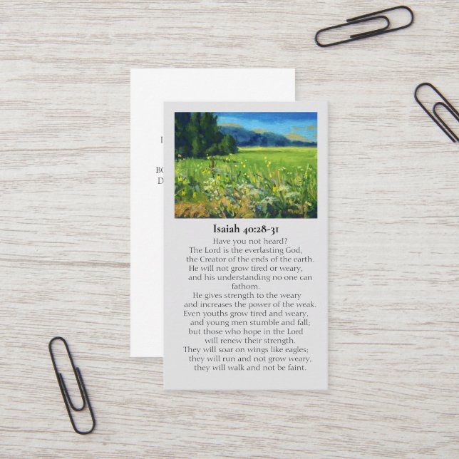 En Mémoire Amoureuse Isaïe 40:28-31 Carte de Sympa (Devant/Arrière en situation)