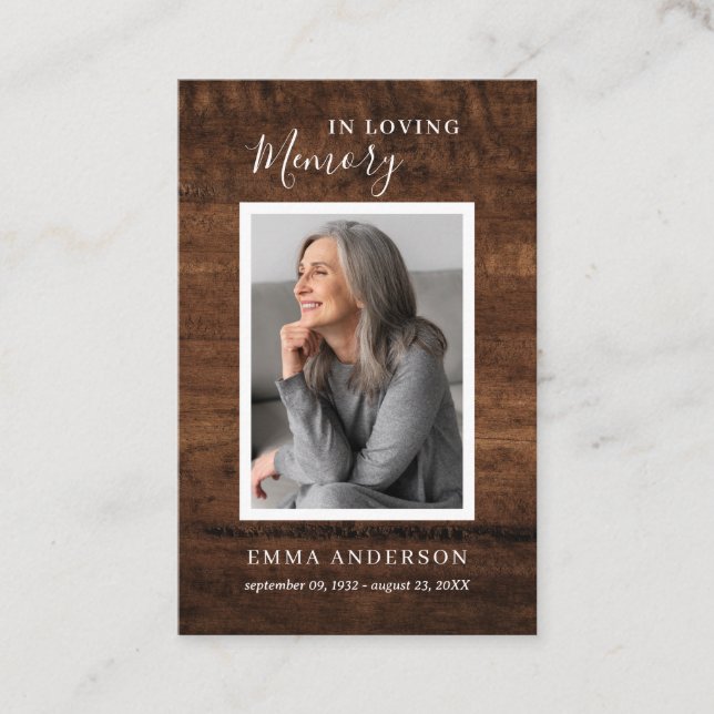En Mémoire Amoureuse Photo Funérailles Carte de pr (Devant)