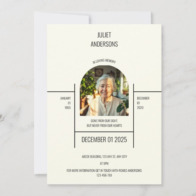 En Mémoire D'Amour De La Carte D'Invitation Mémori (Devant)