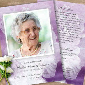 En mémoire d'amour violet Carte de remerciements f