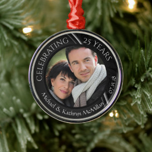 En Métal 25e anniversaire Mariage d'argent ornement métalli