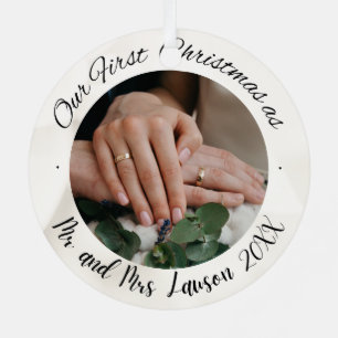 En Métal 2 Photo Notre premier Noël Marié Faux Ornement
