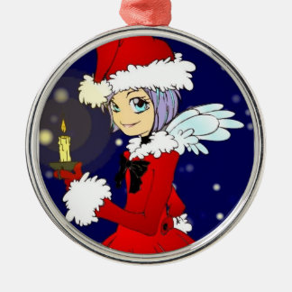 En Métal Ange de Noël kawaii bougie légère ornement rond