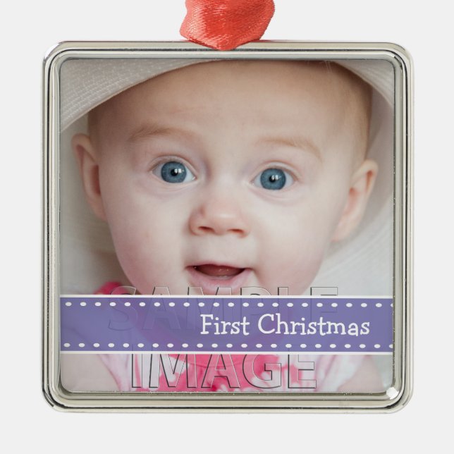 En Métal Babys First Christmas Photo Custom Ornement (Devant)