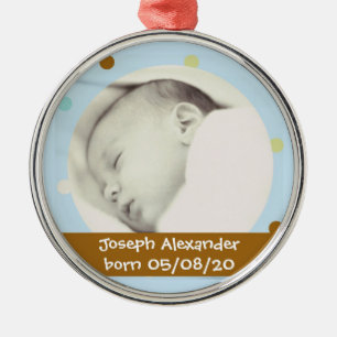 En Métal Bébé poka point personnalisé ornement photo