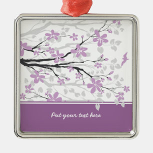 En Métal Branche de Magnolia et fleurs pourpres ornement pe