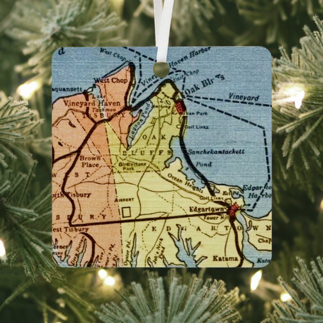 En Métal Carte Ornement de Martha's Vineyard (Insitu)