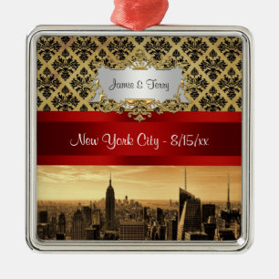 En Métal Ciel de NY Ville Sépia B4 Ornement Damassé