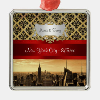 En Métal Ciel de NY Ville Sépia B4 Ornement Damassé