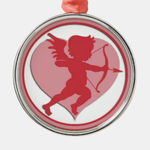 En Métal Cupidon de Saint-Valentin et ornement rouges de