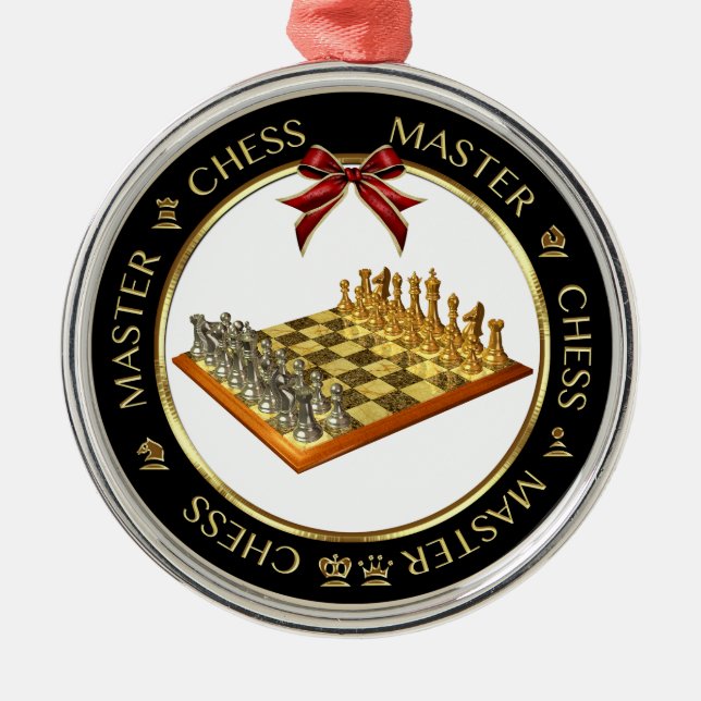 En Métal Échecs Master Premium Argent Ornement (Devant)