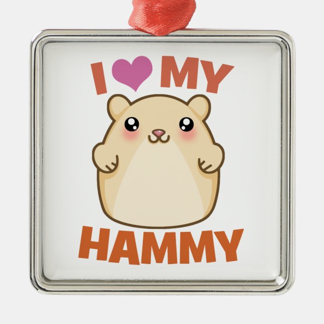 En Métal J'aime mon ornement Hammy de vacances de hamster (Devant)