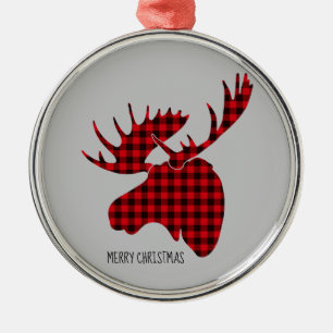 En Métal Joyeux Noël Arrondi Ornement Plaid Oie