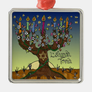 En Métal Judaica L'shanah Tovah Arbre De Vie Ornement