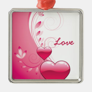 En Métal Love Valentine's Day coeurs tournois ornement pers