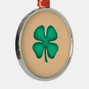 En Métal Lucky 4 Leaf Irish Clover bronzé rnd ornement prem