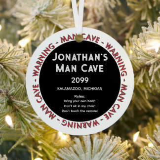 En Métal Man Cave Funny Avertissements et règles Ornement d