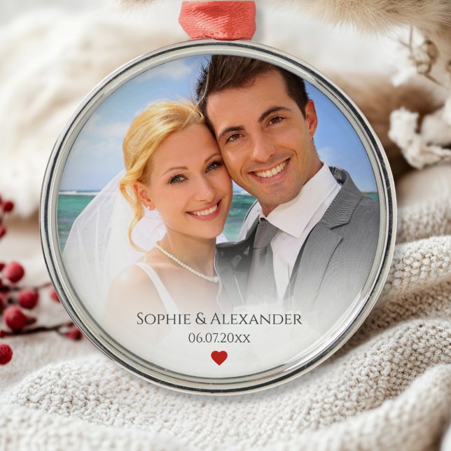 En Métal Mariage Photo et Date Ornement (
Wedding Photo and Date Ornament)