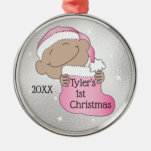 En Métal Noël 1er Noël Ornement rose pâle (Devant)