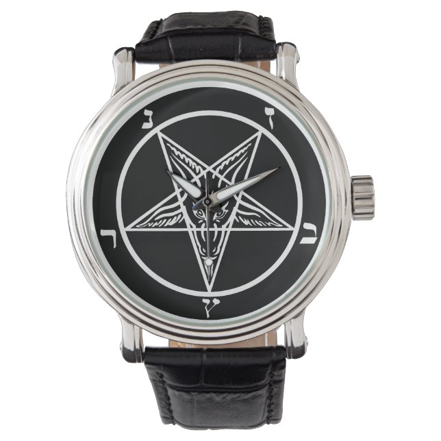 en métal noir baphomet sigile satan montre (devant)