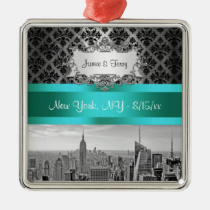 En Métal NY City Skyline BW B3 Damask F2 - Ornement