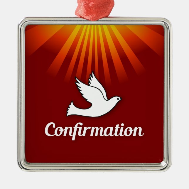 En Métal Ornement carré, Confiture, Dove on Red, (Devant)