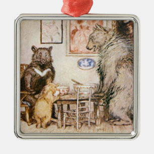 En Métal Ornement carré des Trois Ours Illustration Vintage