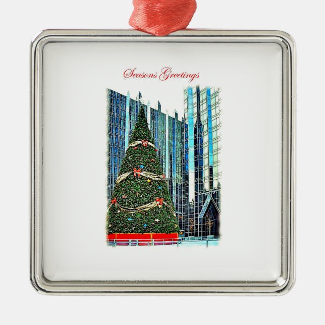 En Métal Ornement d'arbre de Noël de Pittsburgh (Devant)