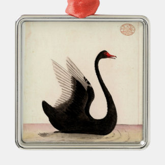 EN MÉTAL ORNEMENT D'ART SWAN NOIR