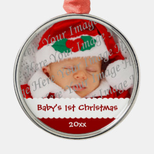 En Métal Ornement daté de photo de ęr Noël du bébé