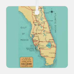 En Métal Ornement de carte de Boca Grande Useppa Floride