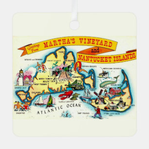 En Métal Ornement de carte de Martha's Vineyard Nantucket