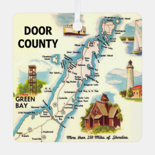 En Métal Ornement de carte postale du comté de Door