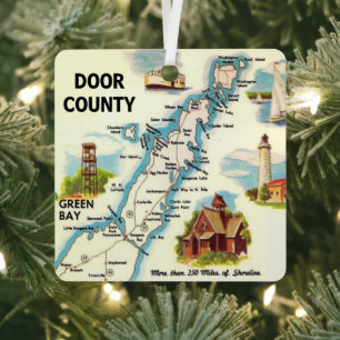 En Métal Ornement de carte postale du comté de Door