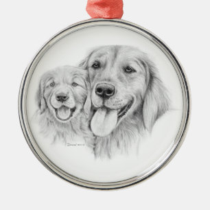 En Métal Ornement de chiens d'arrêt d'or