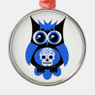 En Métal Ornement de Chouette à tête bleue