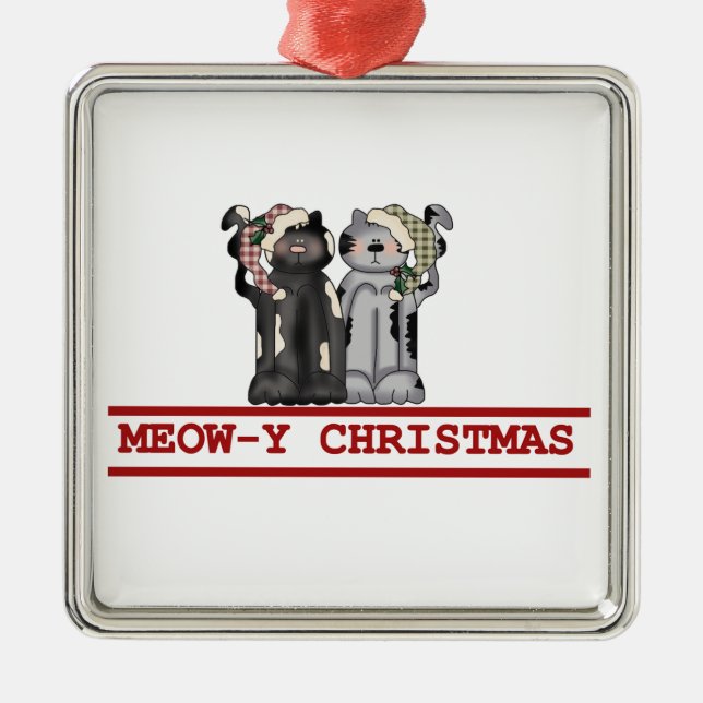 En Métal Ornement de garde de Noël de Meow-y (Devant)