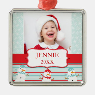 EN MÉTAL ORNEMENT DE PHOTO DE JOYEUX NOËL DE BONHOMMES DE