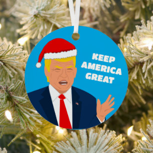 En Métal Ornement de sapin de Noël Trump - Garder l'Amériqu