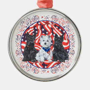En Métal Ornement de Scotties et Westie patriotiques