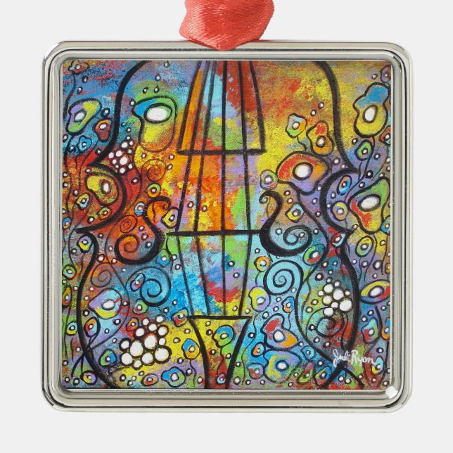 En Métal Ornement de violon et de Noël de fleurs (Devant)