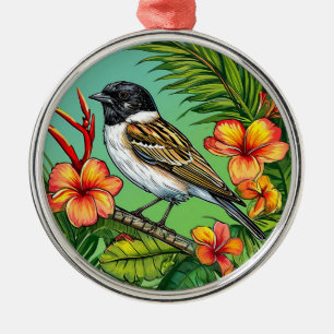 En Métal Ornement d'oiseau floral