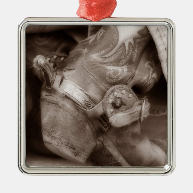 En Métal Ornement intemporel de Noël de botte de cowboy (Devant)