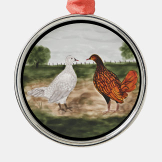 En Métal Ornement lacé d'or d'arbre de poulets de Wyandotte