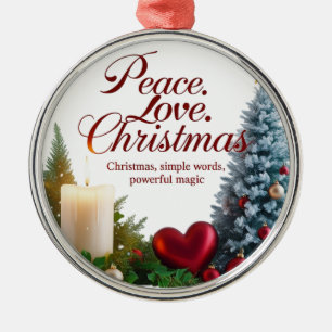 En Métal Ornement Rond de Noël Premium Paix Amour