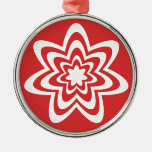 En Métal Ornement rond Premium d'explosion florale, rouge