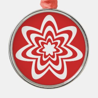 En Métal Ornement rond Premium d'explosion florale, rouge
