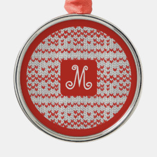 En Métal Ornement rond premium RED NORDIC KNIT